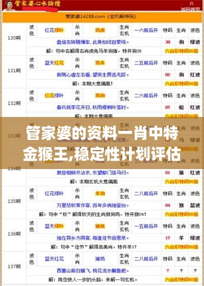 管家婆的资料一肖中特金猴王,稳定性计划评估_Z6.523