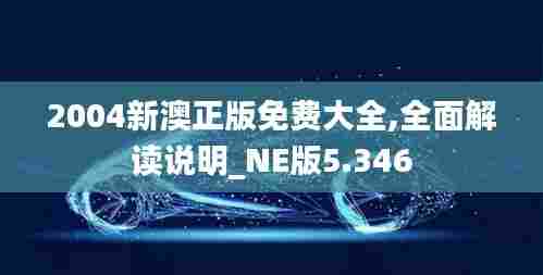 2004新澳正版免费大全,全面解读说明_NE版5.346