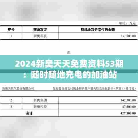 2024新奥天天免费资料53期:随时随地充电的加油站