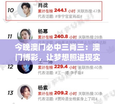 今晚澳门必中三肖三:澳门博彩,让梦想照进现实