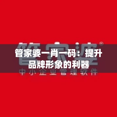 管家婆一肖一码:提升品牌形象的利器
