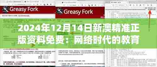 2024年12月14日新澳精准正版资料免费:网络时代的教育新潮流