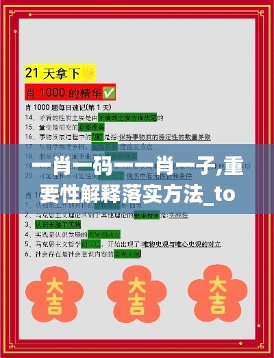 一肖一码一一肖一子,重要性解释落实方法_tool8.590
