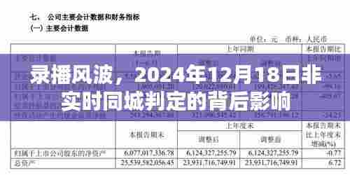 录播风波背后的非实时同城判定影响,解析背后的影响与未来趋势